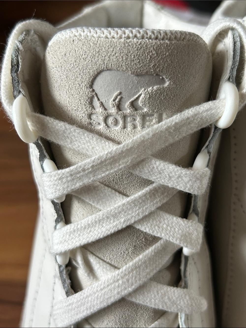 Sorel Out ‘n About Leather Wedge Bootie Sneakers Cream Color - Picture 3 of 9